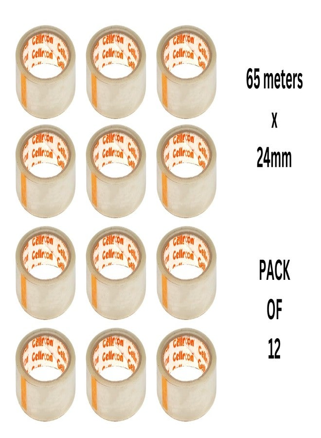 Cellroon Transparent Cello Tape (1 Inch / 65 Meter) Bopp Self Adhesive Tape Rolls, Packaging Tape For Home, Office, And Industrial Use (Pack Of 12) - Image 2