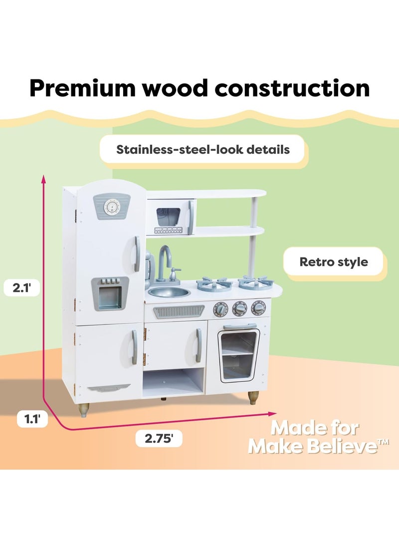 KidKraft KidKraft Vintage Wooden Play Kitchen with Pretend Ice Maker and Play Phone White  - Image 3