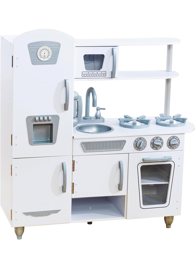 KidKraft KidKraft Vintage Wooden Play Kitchen with Pretend Ice Maker and Play Phone White  - Image 1