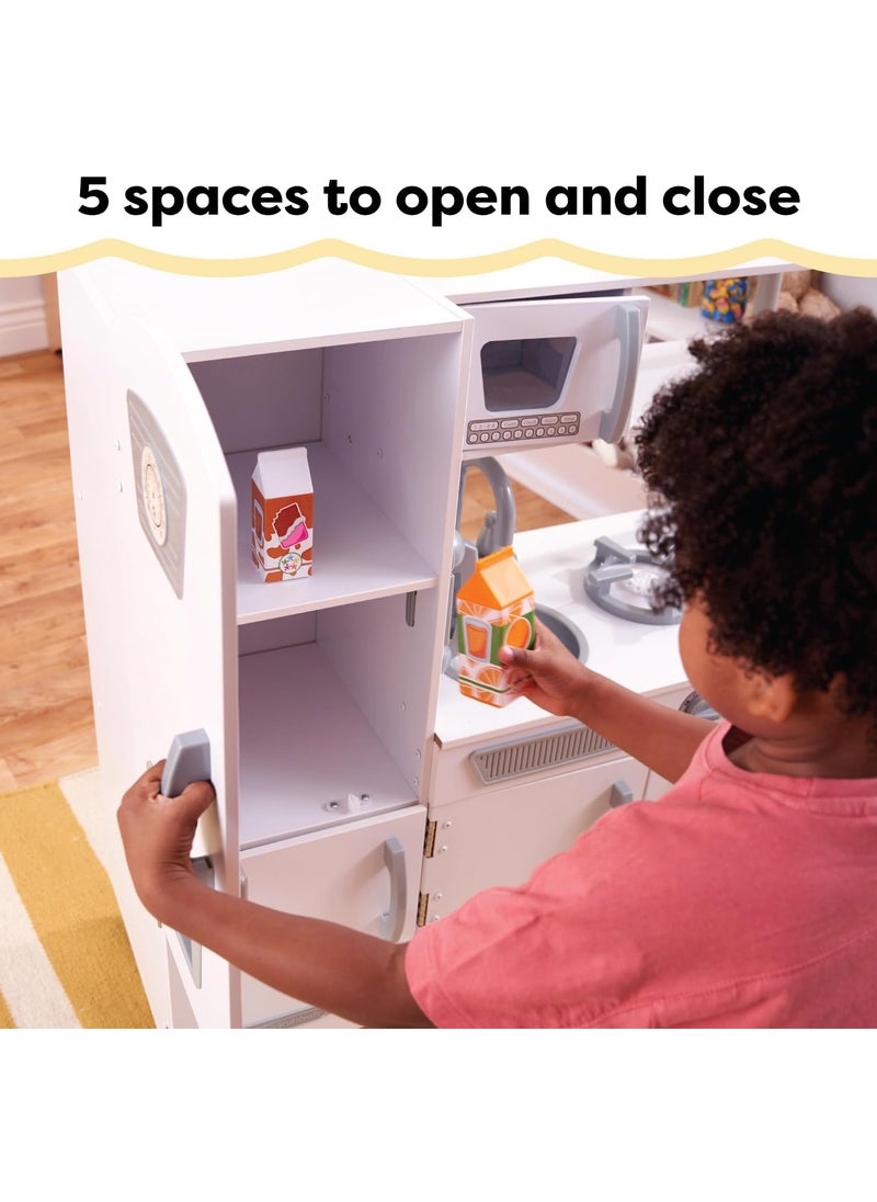 KidKraft KidKraft Vintage Wooden Play Kitchen with Pretend Ice Maker and Play Phone White  - Image 4
