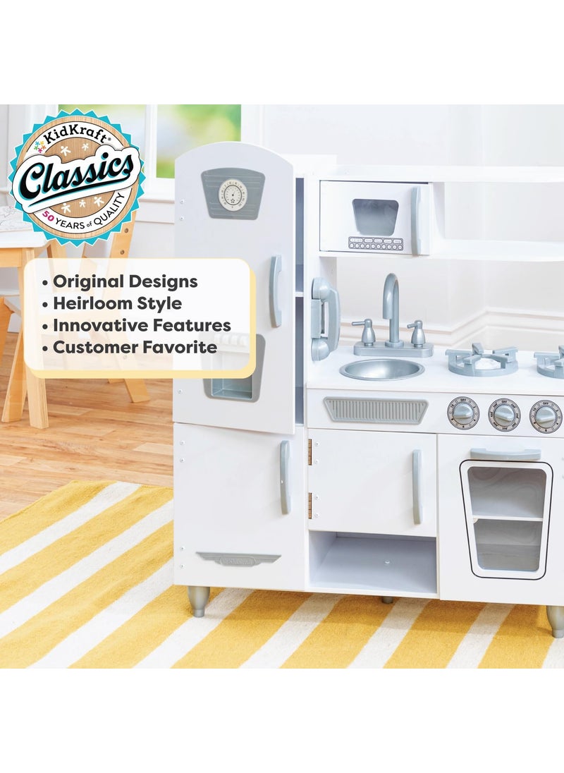 KidKraft KidKraft Vintage Wooden Play Kitchen with Pretend Ice Maker and Play Phone White  - Image 2