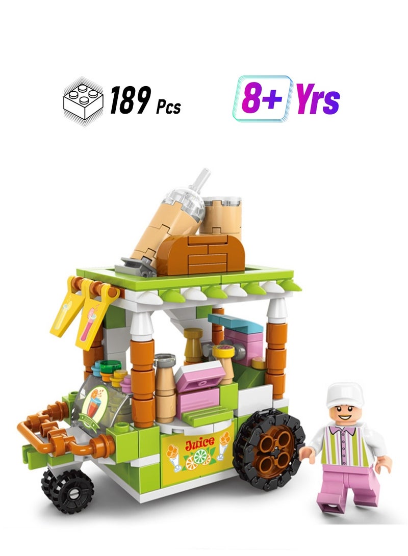 Fresh Juice Cart 189pcs, Street Series Building Block Assembly Kit Games And Engineering Toys, Home Decoration, Architectural Model Creative Gifts - Image 1