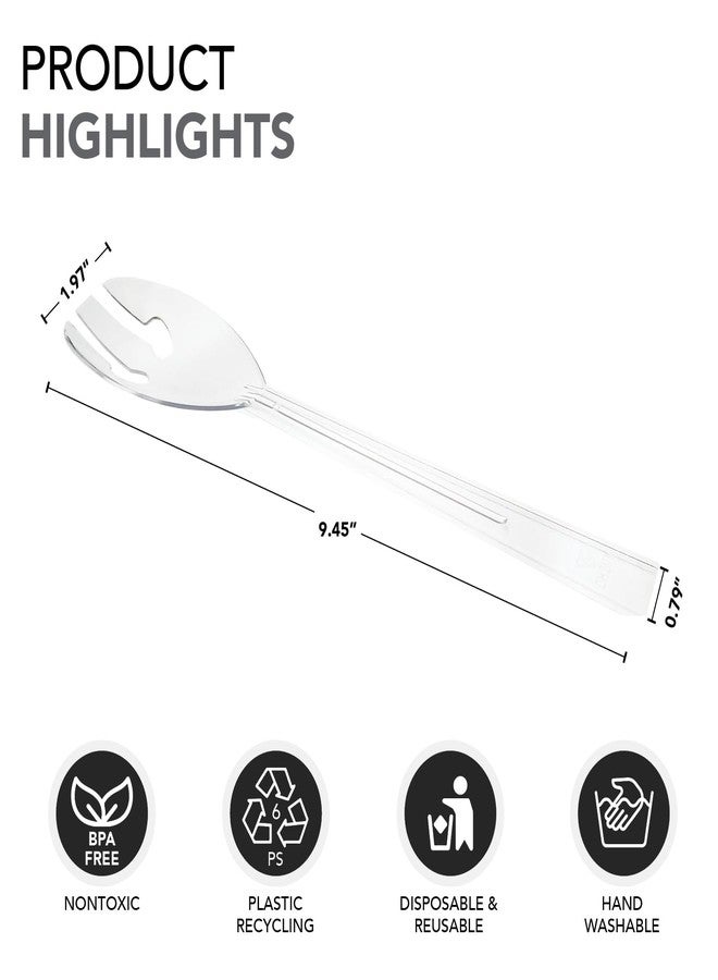 Party Essentials Plastic Party Buffet Serving Utensils Kit, Spoons/Forks/Tongs, 20-Piece, Clear - Image 5