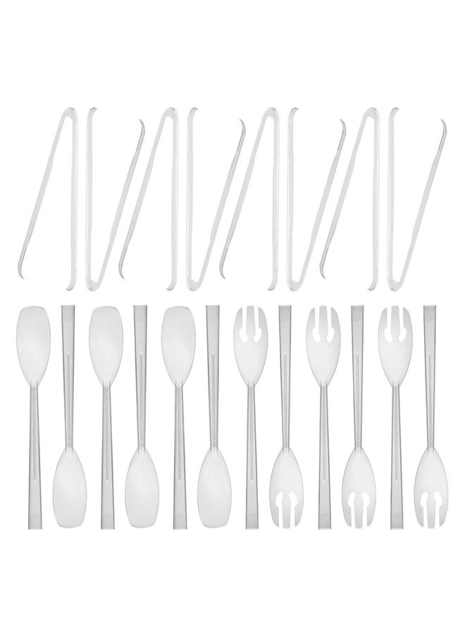 Party Essentials Plastic Party Buffet Serving Utensils Kit, Spoons/Forks/Tongs, 20-Piece, Clear - Image 1