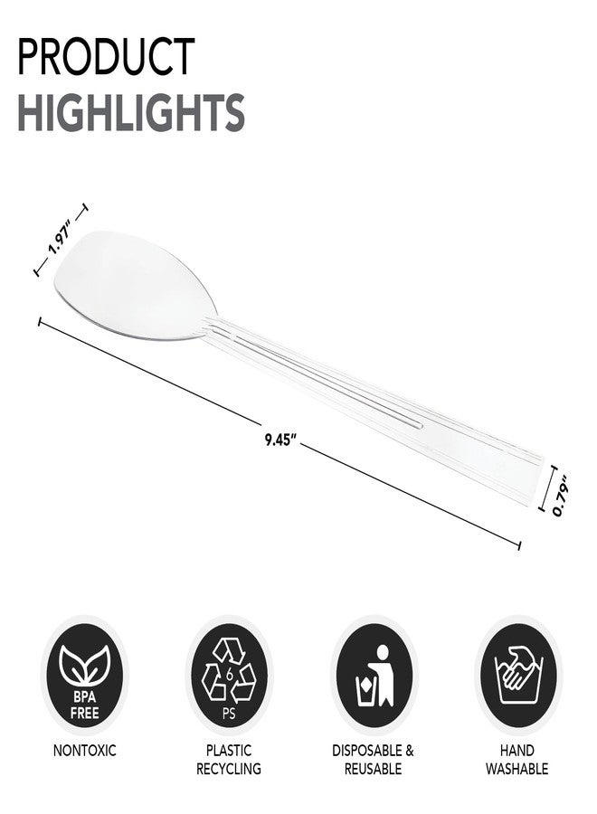 Party Essentials Plastic Party Buffet Serving Utensils Kit, Spoons/Forks/Tongs, 20-Piece, Clear - Image 4