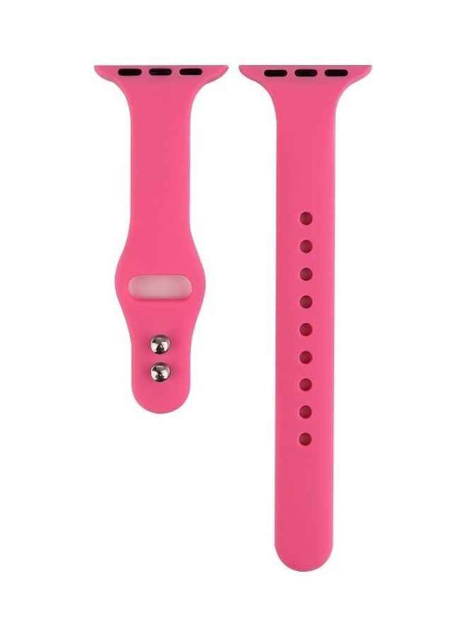 NIBEMINENT Thin Double Buckle Replacement Wrist Strap For Apple Watch 5 & 4 44mm/3 2 1 42mm Barbie Pink  - Image 2