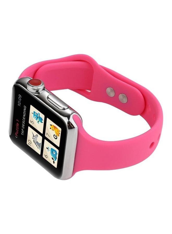 NIBEMINENT Thin Double Buckle Replacement Wrist Strap For Apple Watch 5 & 4 44mm/3 2 1 42mm Barbie Pink  - Image 5