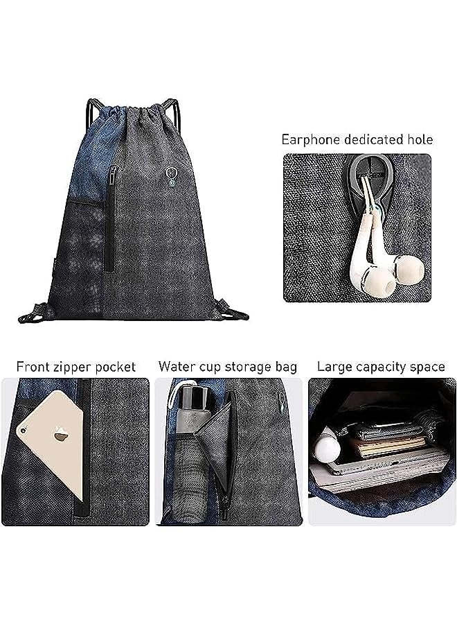 راكسوم حقيبة ظهر برباط لصالة الألعاب الرياضية، حقيبة رياضية مقاومة للماء من البولي إيثيلين مع سحاب وجيوب شبكية، مناسبة للرياضات الخارجية واليوجا والسباحة - Image 4