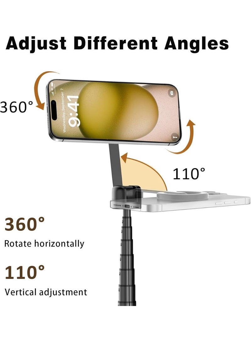 TONEOF 173cm/68“ Magnetic Selfie Stick Tripod, Aluminum Strong Magnetic Phone Holder for Magsafe, 360° Rotatable Travel Phone Camera Tripod Stand with Metal Ring&Rechargeable Remote for iPhone/Android - Image 2