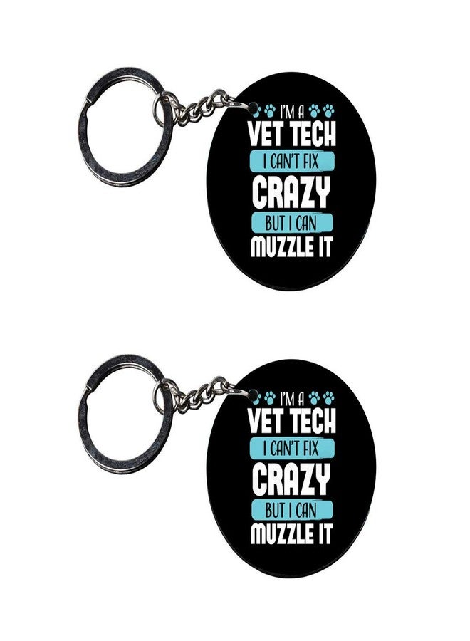 Tinywalk Set of 2 | Circle Shape Printed Wooden Keychains Vet Tech | Circle Shape keyrings | Circle Shape Keychains| Printed keyrings - Image 2