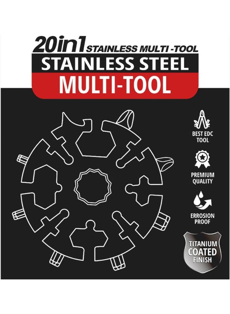 Soofam 20-in-1 Snowflake Multi-Tool with Keychain – Compact Stainless Steel Star Wrench, Screwdriver, Bottle Opener – Portable EDC Tool for Outdoor, Travel, Camping, DIY – Silver - Image 2