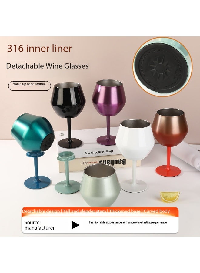 SKT Shiketro 316 Stainless Steel Wine Glass, 380ml, Detachable U-Shaped Stemware, 2-in-1 Cocktail Glass (blue) - Image 5