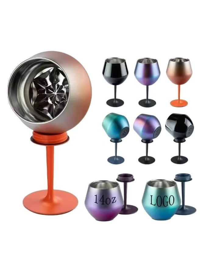 SKT Shiketro 316 Stainless Steel Wine Glass, 380ml, Detachable U-Shaped Stemware, 2-in-1 Cocktail Glass (blue) - Image 3