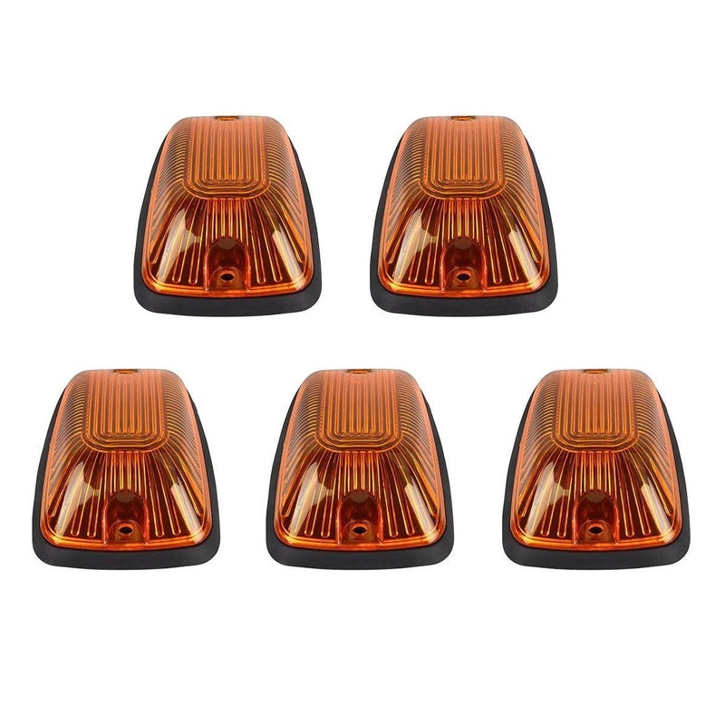 5pcs Amber Lens Cab Roof Marker Lights KOMAS Roof Top Lamp Clearance Running Light Replacement for Truck SUV 19882002 Chevrolet Silverado GMC CK Amber Cover Base