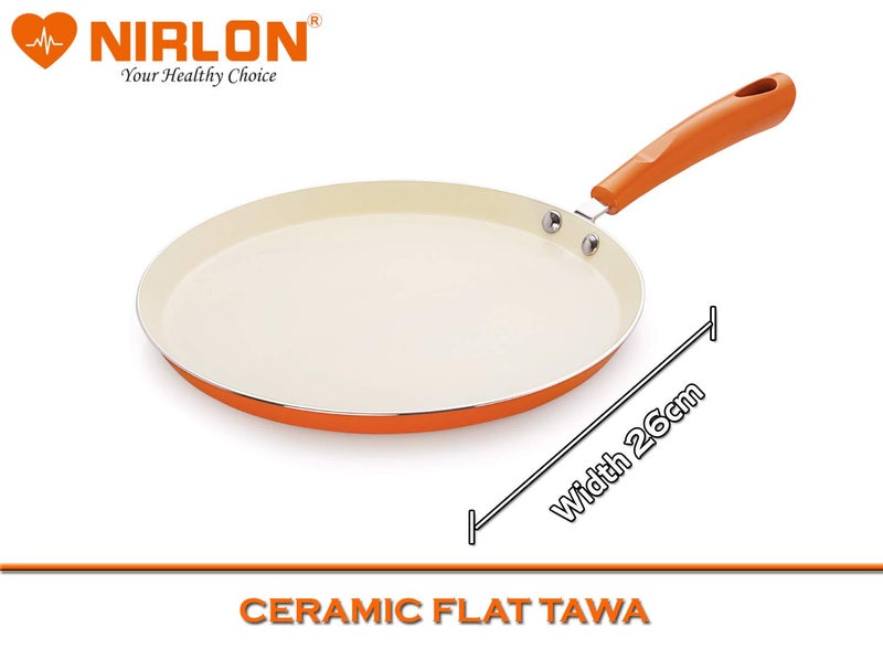 Nirlon NIRLON New 4 Layer Reinforced Ceramic Non-stick Scratch Resistant Coating Tawa, Casserole and Pots set with Induction base & Glass Lid, Metal Spoon Friendly Aluminum Cookware Pans & Pot combo Sets (Tawa, Kadhais, Casserole) Orange Colour  - Image 2