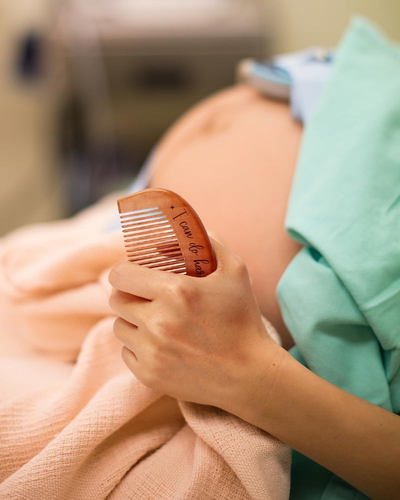 Levfla Pregnancy and Birth Affirmation Cards with Wooden Engraved Labor Comb Production Encouragement Positive Push New Mom Gifts for Women After Birth Boho Style Gender Reveal Neutral Present - Image 5