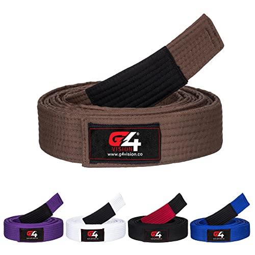 G4 VISION G4 Jiu Jitsu BJJ Belts Brazilian Adult A1 A2 A3 A4 Black Brown Purple Blue White (Brown, A4) - Image 1