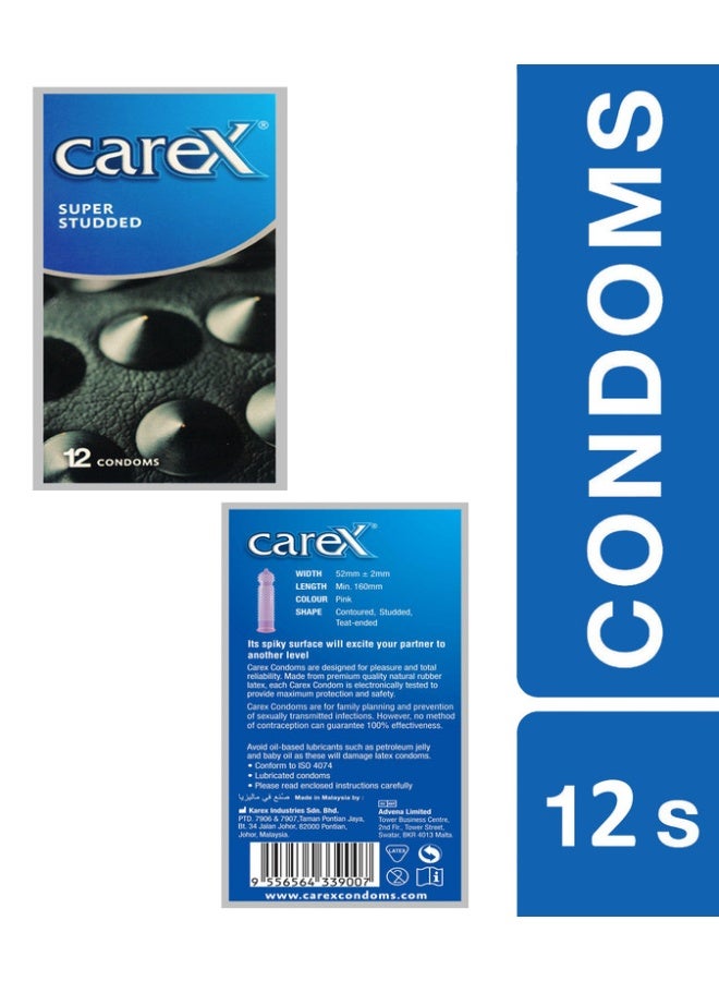 careX Super Studded Condoms | Large Studs For Extra Stimulation | 12 Count - Image 3