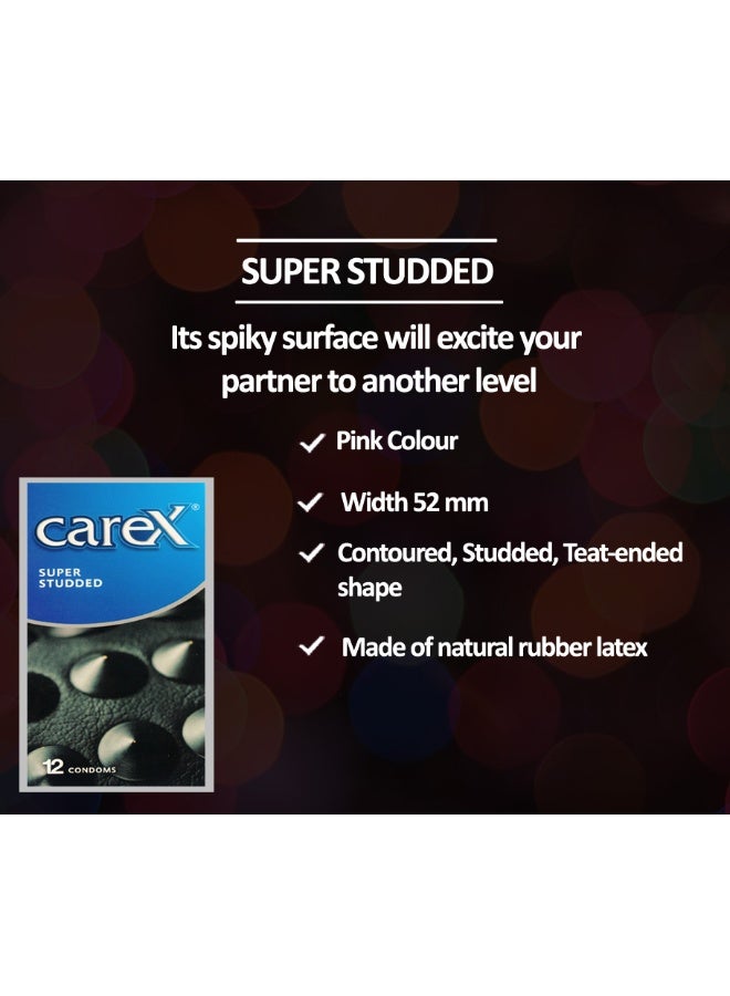 careX Super Studded Condoms | Large Studs For Extra Stimulation | 12 Count - Image 5