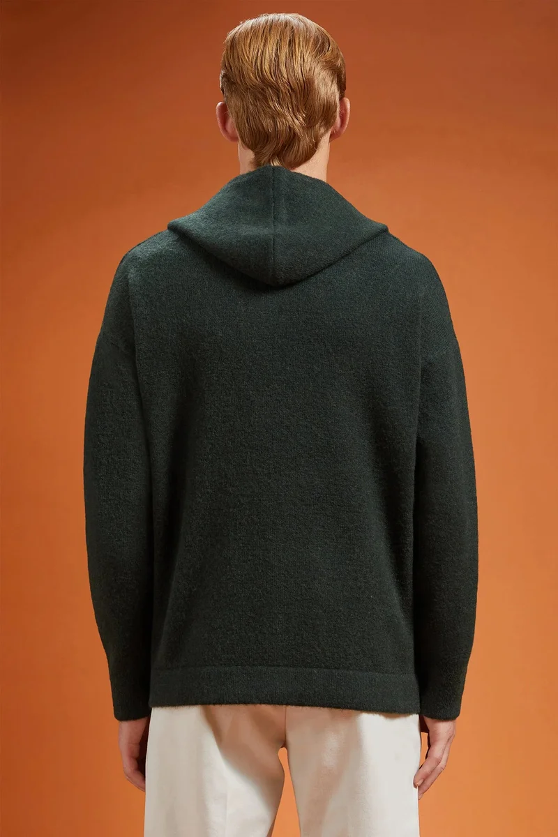دوبل غانغر Men's regular fit hoodie in a wool blend - DK Green