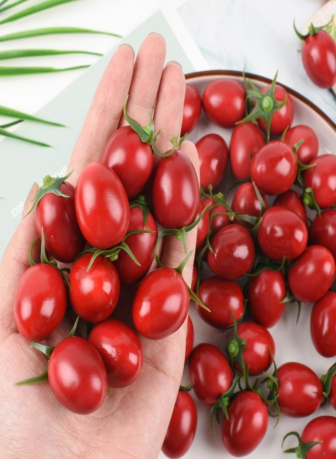 Luckforest Artificial Cherry Tomatoes, 25 Pcs Large Simulation Cherry Tomatoes Fake Fruit Decoration for Home Kitchen Christmas Party Decor Photography Props, Large - Image 2