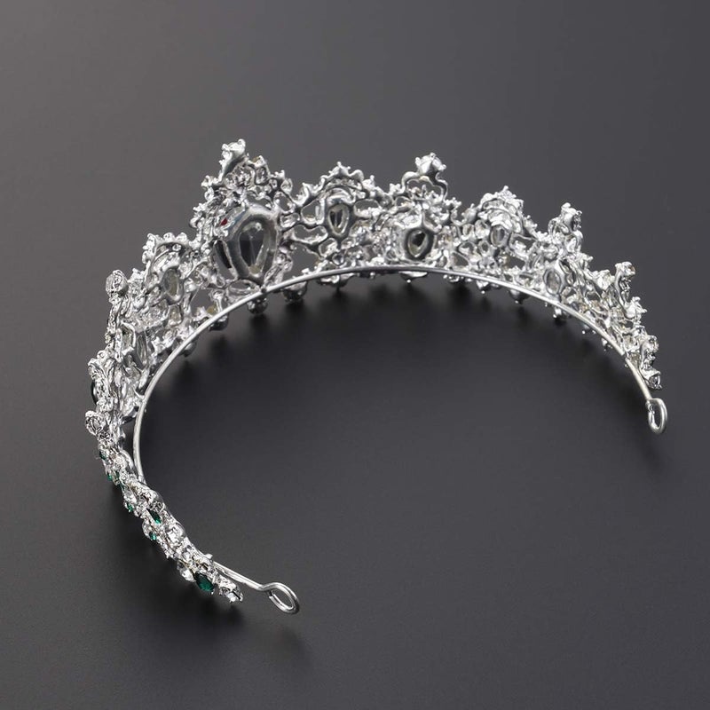 comfrt Tiara Crown for Women,Rhinestone Queen Crowns Wedding Tiaras Crowns Headband (Green) - Image 4