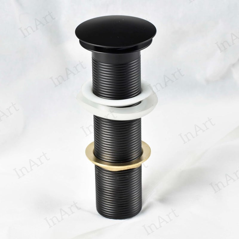 inart InArt Brass Full Threaded Pop Up Waste Coupling 32 MM 7 Black Matte for Table Top Wash Basins Black 1 - Image 1