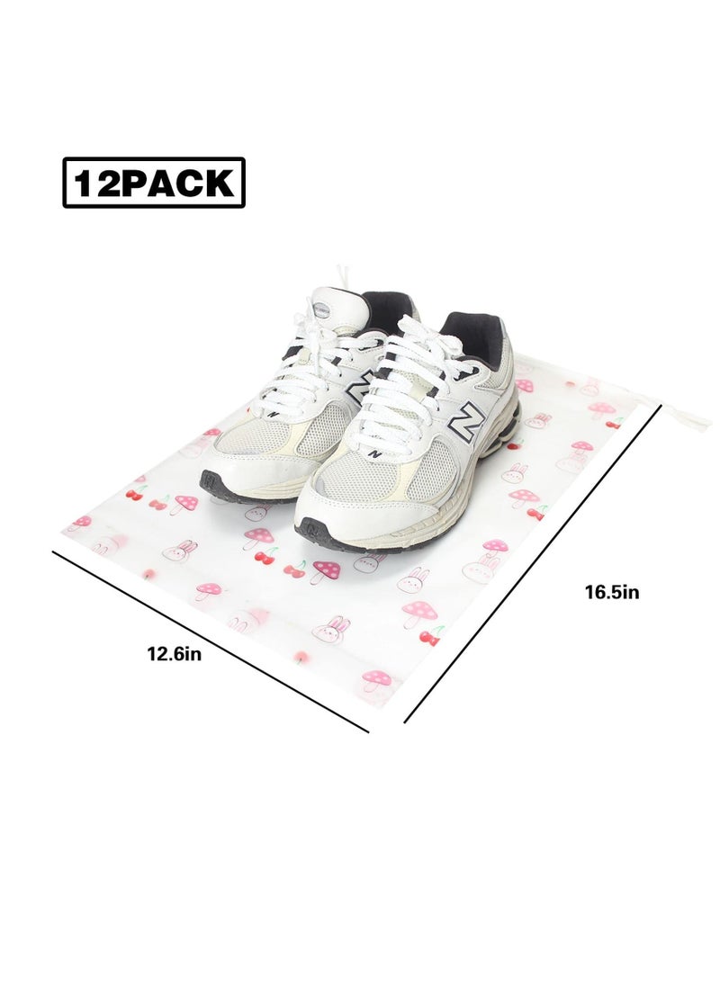 Excefore - Transparent Storage Bags, 12Pcs Shoe Bags for Travel, Drawstring Shoes Bag Plastic Portable Shoe Bags Organizers, Clear Shoes Bag for Travel Packing Shoe Organizers, for Men and Women - Image 1