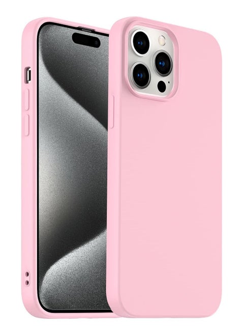 جراب متوافق مع iPhone 12 Pro Max مقاس 6.7 بوصة، جراب هاتف نحيف من السيليكون السائل مكون من 4 طبقات من المطاط الناعم المقاوم للصدمات مع بطانة من الألياف الدقيقة المضادة للخدش (وردي)