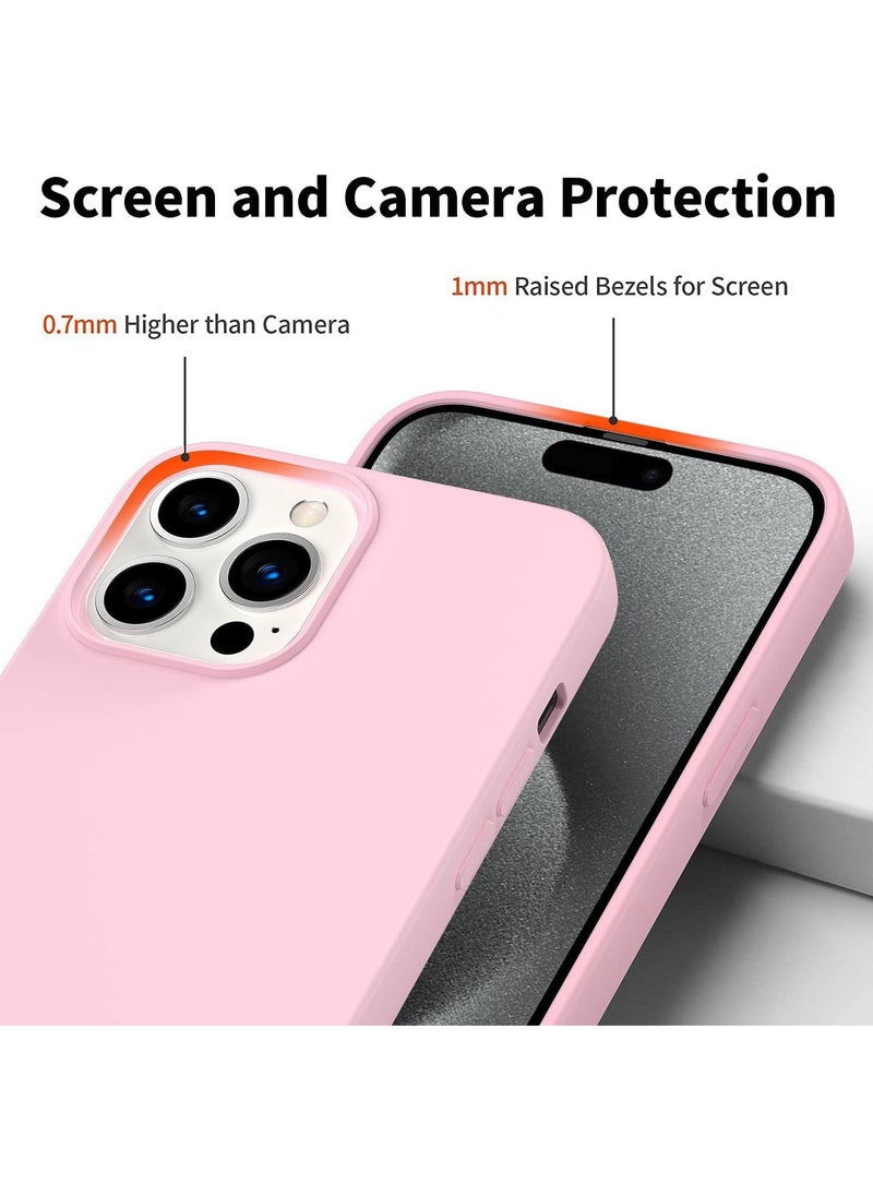 ماركة غير محددة - جراب متوافق مع iPhone 12 Pro Max مقاس 6.7 بوصة، جراب هاتف نحيف من السيليكون السائل مكون من 4 طبقات من المطاط الناعم المقاوم للصدمات مع بطانة من الألياف الدقيقة المضادة للخدش (وردي) - Image 1