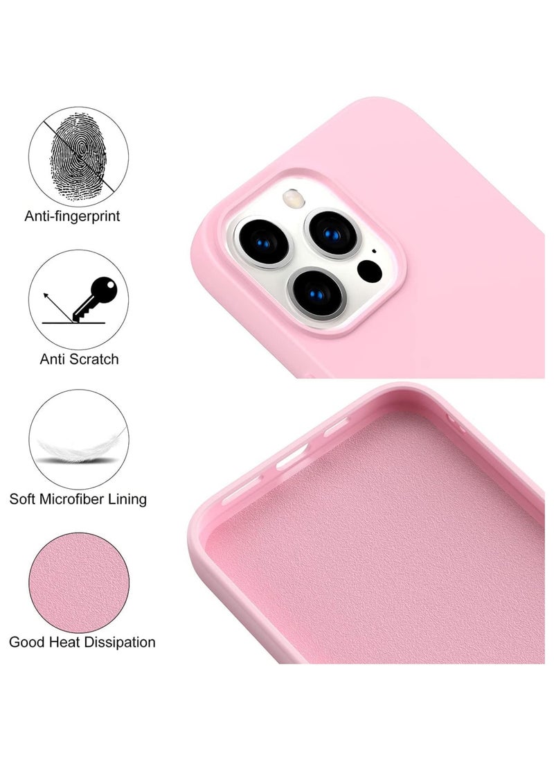 ماركة غير محددة - جراب متوافق مع iPhone 12 Pro Max مقاس 6.7 بوصة، جراب هاتف نحيف من السيليكون السائل مكون من 4 طبقات من المطاط الناعم المقاوم للصدمات مع بطانة من الألياف الدقيقة المضادة للخدش (وردي) - Image 1