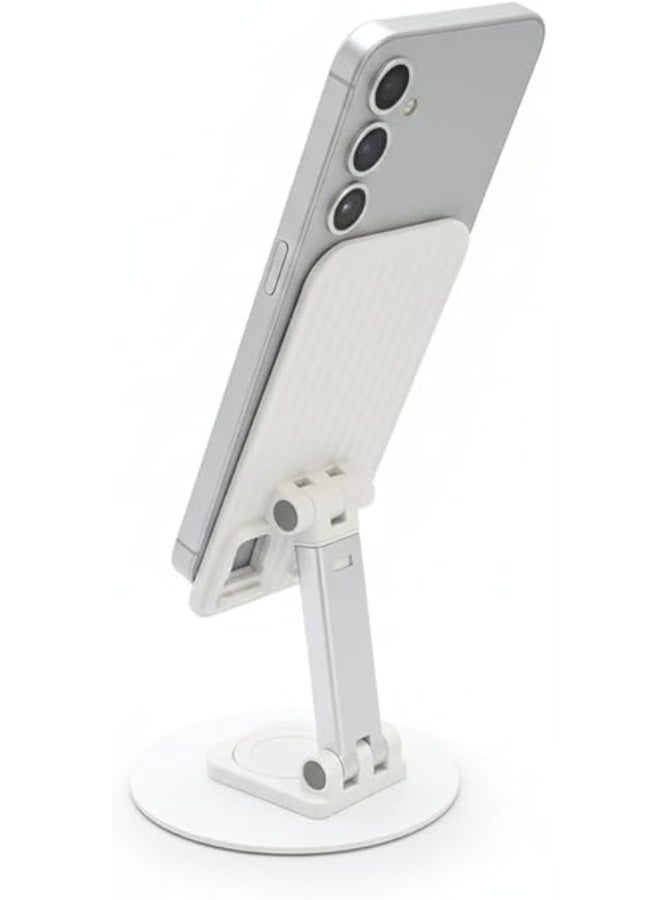حامل موبايل بلاستيكي قابل للتعديل للموبايلات وأجهزة التابلت (حتى 12 بوصة) حامل قابل للتعديل مع إمكانية الشحن (أبيض) - Image 3