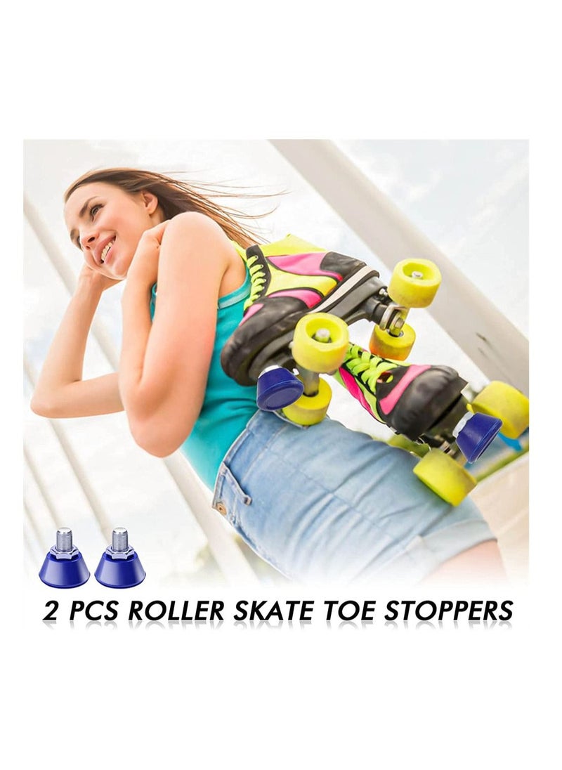 Generic Double Row Roller Skate Brakes, SYOSI Skates Toe Stops Plugs Rubber Brake Block Stoppers 82A PU jam for Accessories, 2 Pack About 5X5CM (Blue)  - Image 3