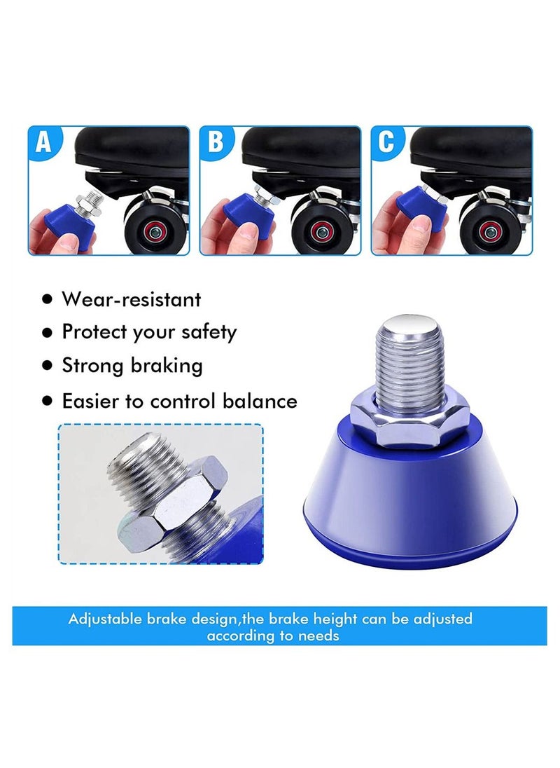 Generic Double Row Roller Skate Brakes, SYOSI Skates Toe Stops Plugs Rubber Brake Block Stoppers 82A PU jam for Accessories, 2 Pack About 5X5CM (Blue)  - Image 2