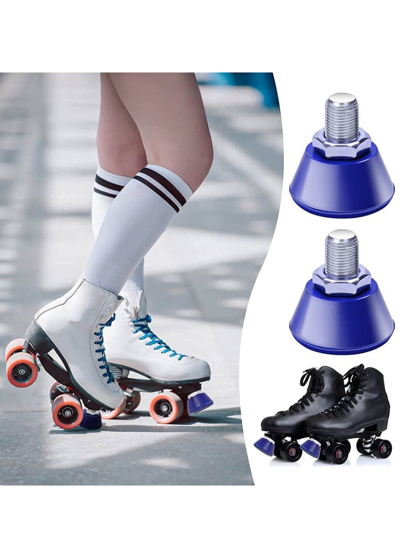 Generic Double Row Roller Skate Brakes, SYOSI Skates Toe Stops Plugs Rubber Brake Block Stoppers 82A PU jam for Accessories, 2 Pack About 5X5CM (Blue)  - Image 1