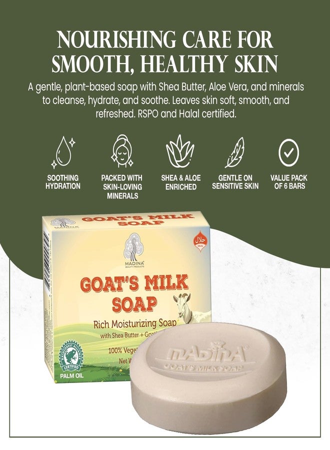 Madina Goat Milk Soap Bar – Hydrating, Moisturizing, Nourishing, Natural Vegetable-Based, Gentle Cleanser for All Skin Types, RSPO & Halal, 6 Pack (3.5 oz Each) - Image 2
