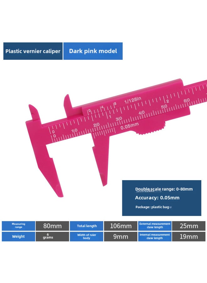 Miniature Small Copper Ruler Plastic Vernier Digital Caliper High Precision Thickness Measurement Tool For Woodworking Crafts-Model:Plastic Caliper 0-80mm (deep Powder)  - Image 1
