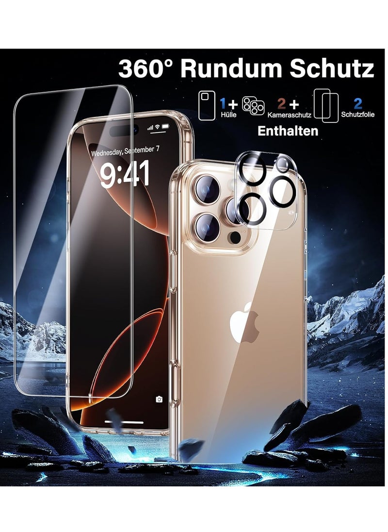 YoYoTech [ 5 in 1 ]Compatible for iPhone 16 Pro Max Case, Clear Cover with 2Pcs Screen Protector 2Pcs Lens Protector,Cleaning Kit,Shockproof Case [Top Grade Protection] [No Yellowing] Full Packge  - Image 3