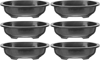 DOITOOL 6pcs Black Bonsai Pots Large Flowerpots Plastic Drainage Hole Planter Balcony Flowerpots Retro Style Nursery - Image 1