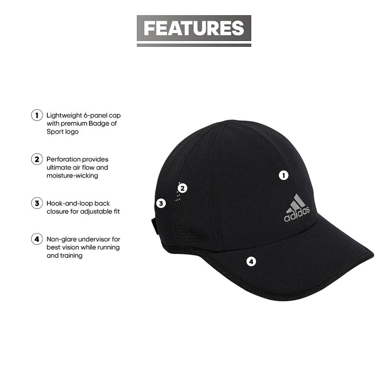 adidas Superlite 2 Relaxed Adjustable Performance Cap Black/White 1 One Size - Image 2