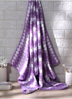 Status Contract Microfiber Towels for Bath-Soft Coral Fleece Towel with Hook Quick Dry Super Absorbent-Stripes Bath Towel for Men and Women- (Purple), 70 X 140 Cm  - Image 1