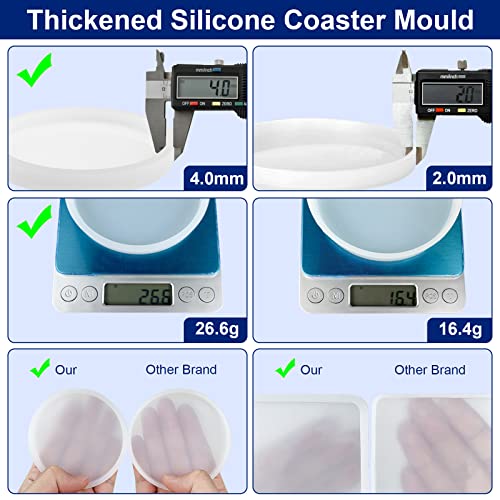 Sjubaopen 6 PCS Thickened Coaster Resin Molds for Epoxy Resin Casting, DIY Coasters, Bowl Mats, Candle Holders, Home Decoration - Image 2