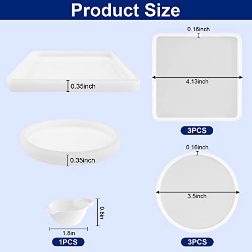 Sjubaopen 6 PCS Thickened Coaster Resin Molds for Epoxy Resin Casting, DIY Coasters, Bowl Mats, Candle Holders, Home Decoration - Image 3