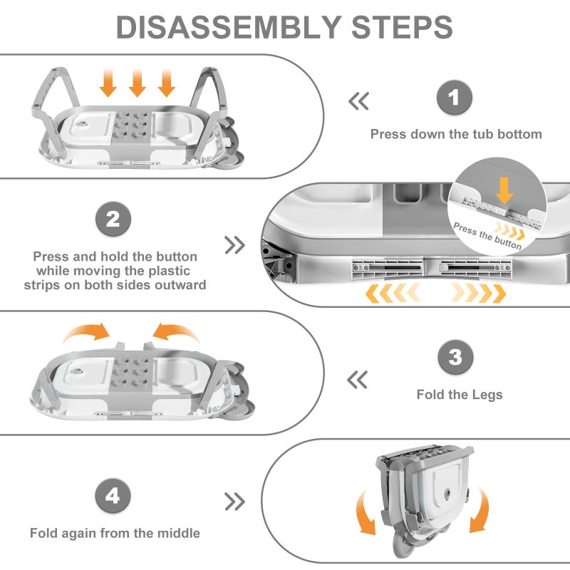 MoreFeel Collapsible Baby Bathtub for Newborn with Thermometer & 1 Hooded Towel & 1 Soft Floating Cushion,Portable Travel Bathtub with Drain Hole, Durable Foldable Baby Tubs for Infants to Toddler - Image 5