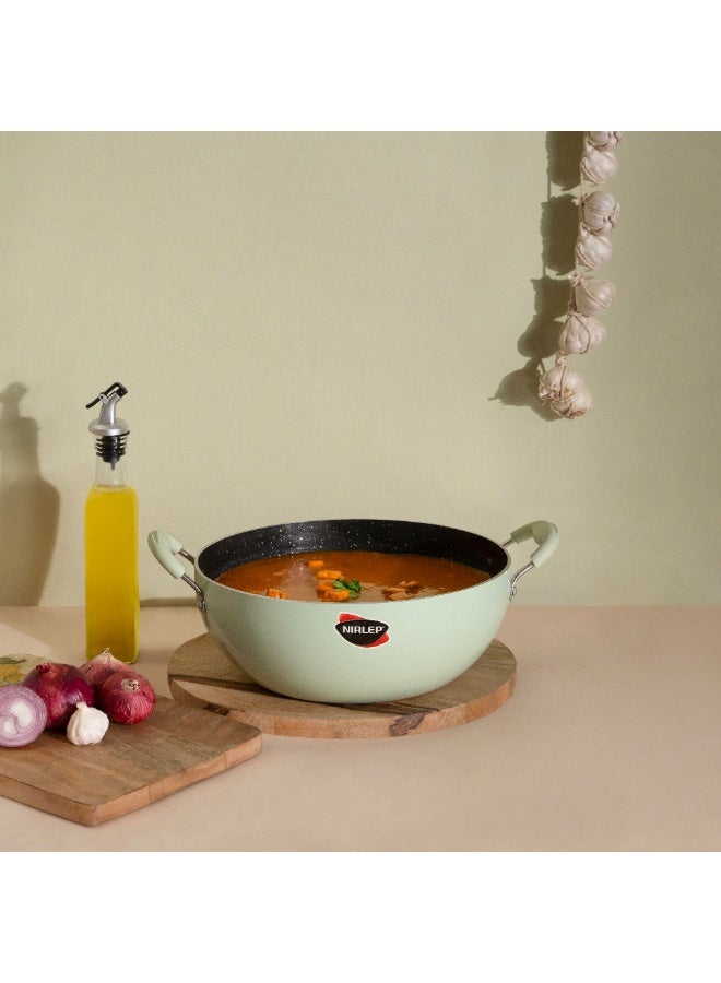 NIRLEP NutriHealth Pro 28cm Induction Deep Kadai with Glass Lid | Silver Ion Coating, Induction Compatible, Metal Spoon Friendly, Heavy Duty Handles With Soft Touch Finish - Image 4