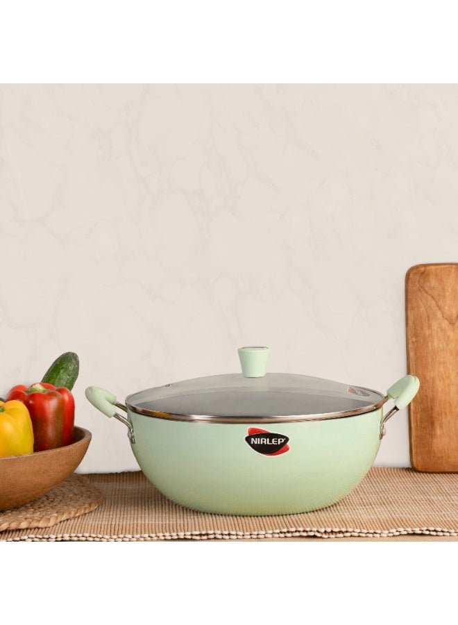 NIRLEP NutriHealth Pro 28cm Induction Deep Kadai with Glass Lid | Silver Ion Coating, Induction Compatible, Metal Spoon Friendly, Heavy Duty Handles With Soft Touch Finish - Image 1