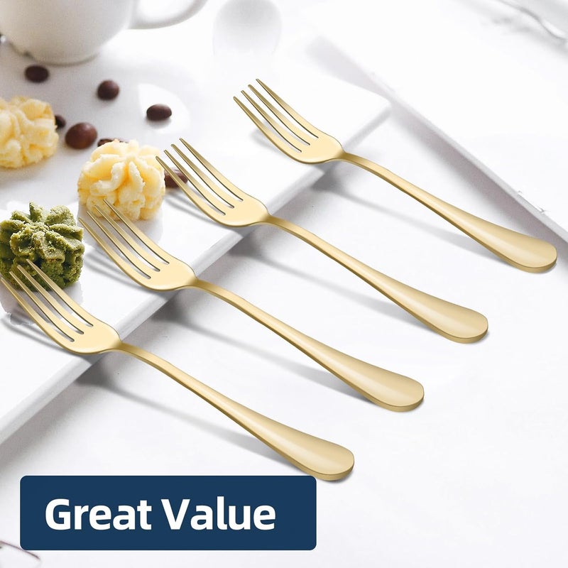 ITITT 16 Piece Gold Dinner Forks Set 8 Inch FoodGrade Stainless Steel Silverware Forks Cutlery Forks for Home Kitchen or Restaurant Mirror Polished Dishwasher Safe Gold - Image 3
