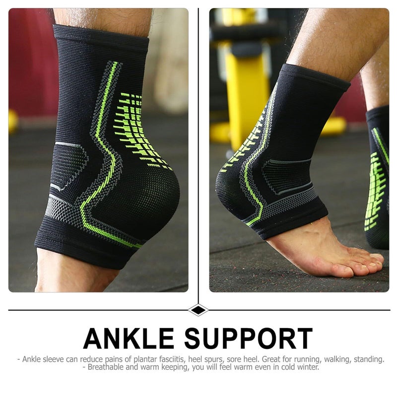 Green Ankle Brace Compression Sleeve For Sports With Anti Sprain Support Nylon Ankle Pads For Basketball Size S Fits US 5 7 1 Pair For Mens Foot Protection - Image 5