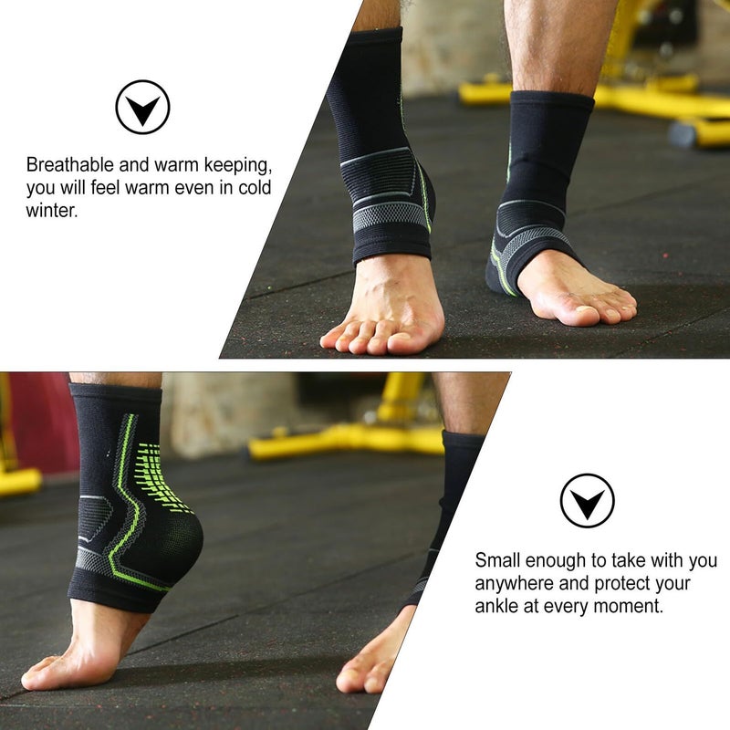 Green Ankle Brace Compression Sleeve For Sports With Anti Sprain Support Nylon Ankle Pads For Basketball Size S Fits US 5 7 1 Pair For Mens Foot Protection - Image 4