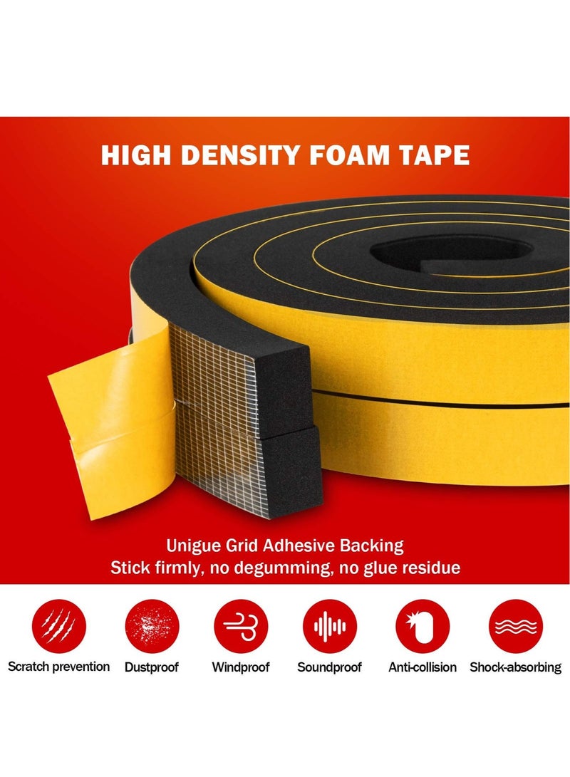 High Density Self Adhesive Weather Stripping Seal for Doors and Windows Soundproof Insulation Foam Tape 1/2W X 1/4T X 26L - Image 1